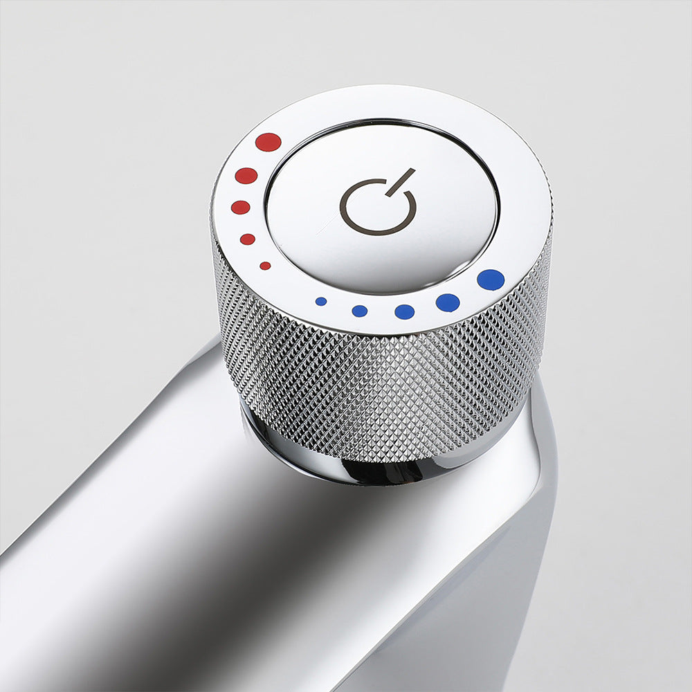 Brass Bathroom Hot and Cold Water Faucet with Rotary Button