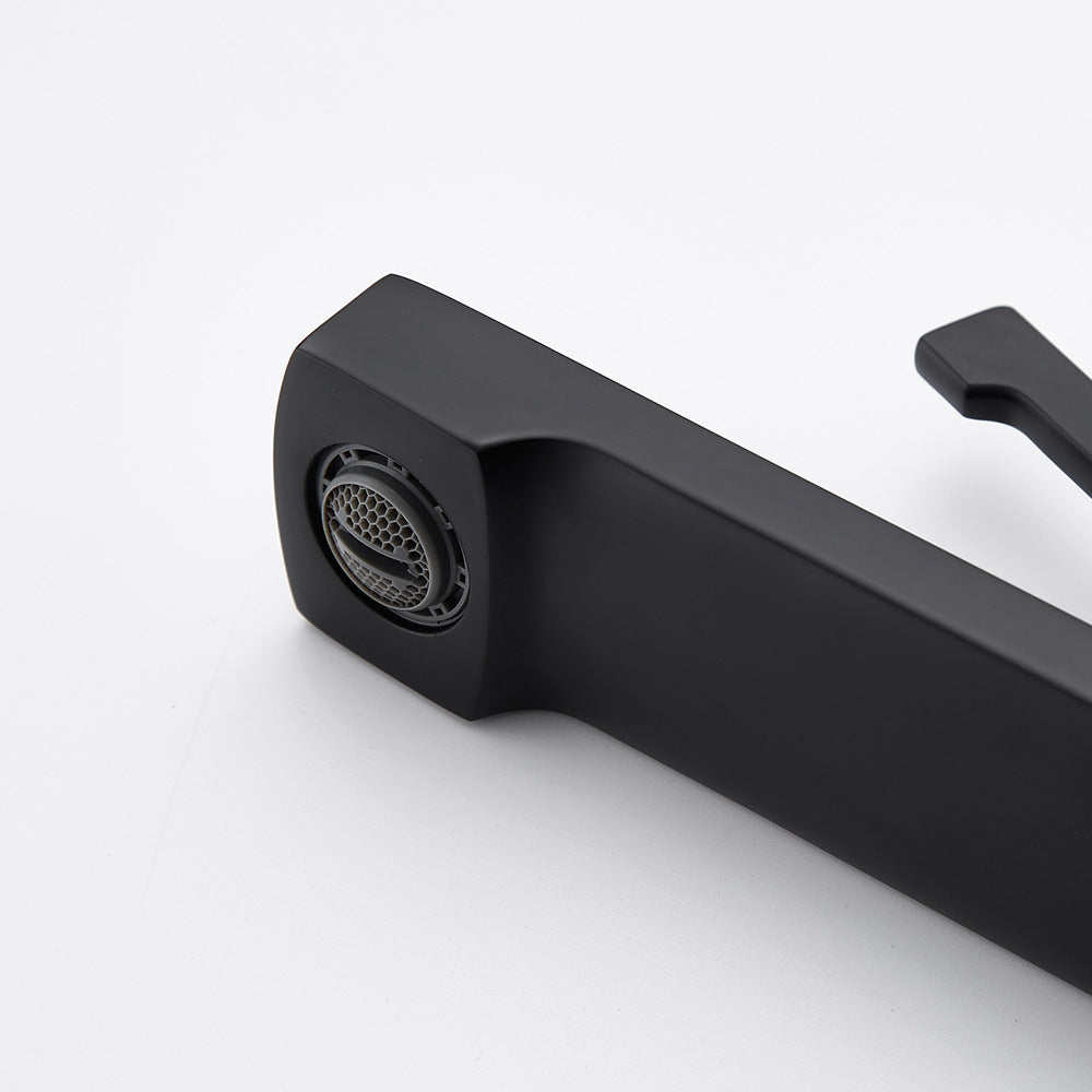 Square Brass One-Handle Modern Waterfall Bathroom Sink Faucet