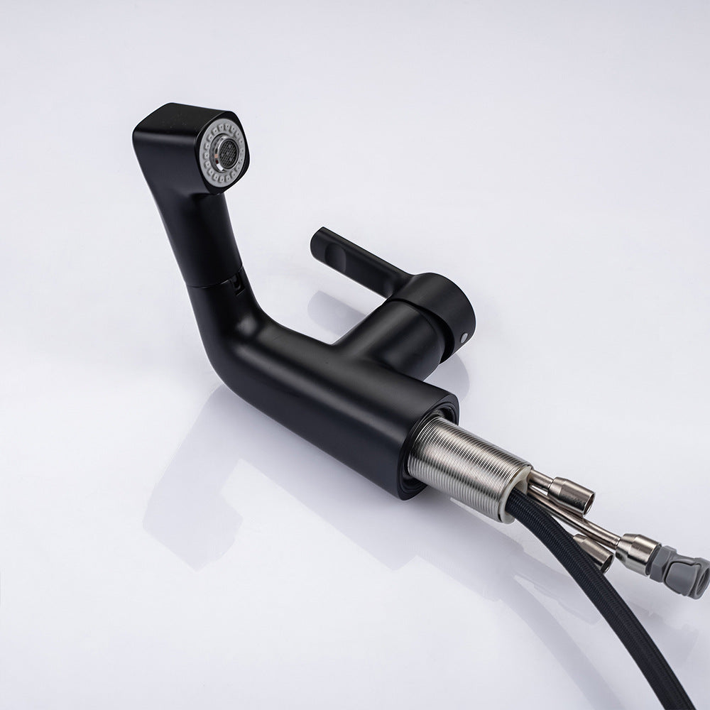 Eumtenr Full Brass Hot and Cold Water Pull Down Bathroom Faucet