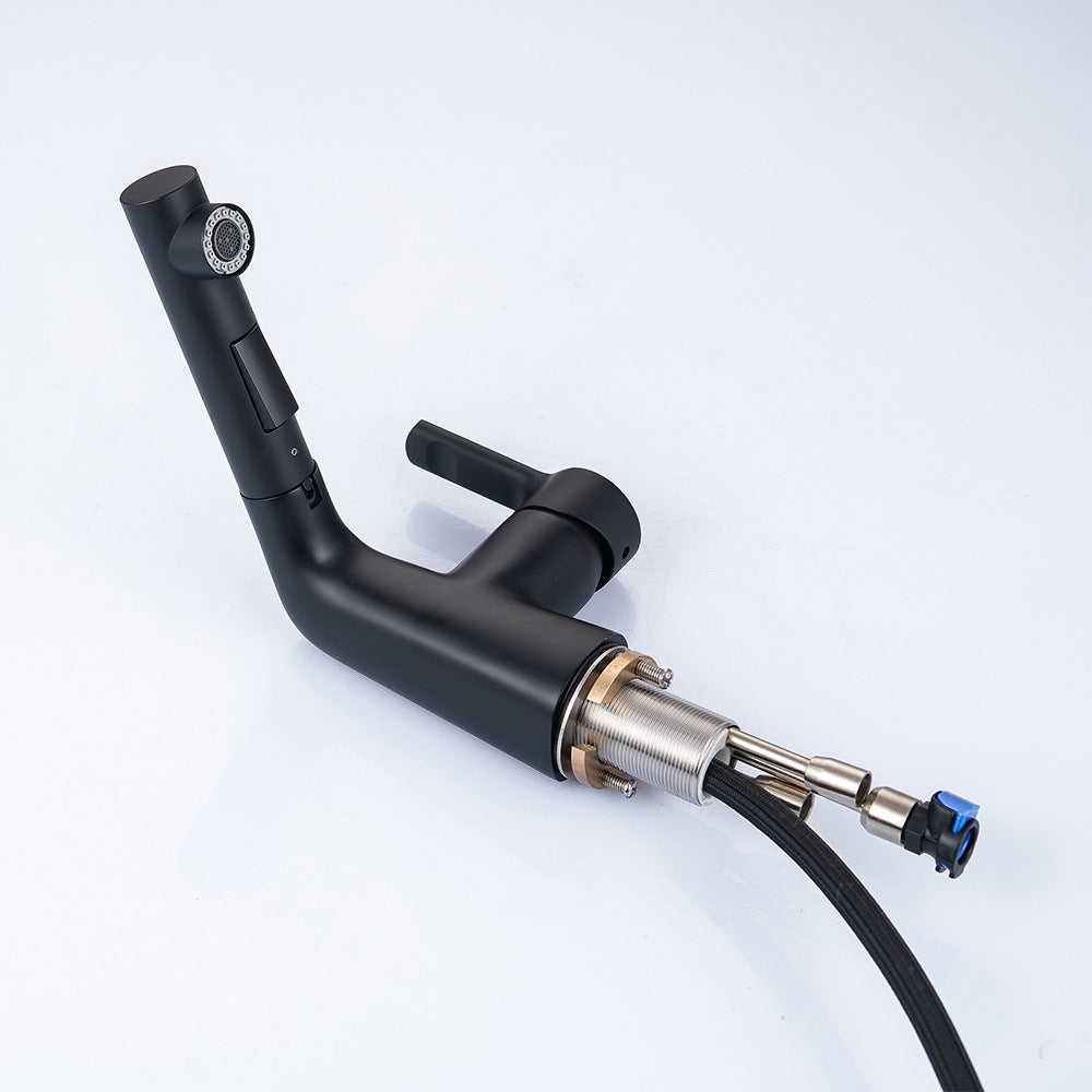 Eumtenr Full Brass 1.5 GPM Hot and Cold Water Pull Down Bathroom Faucet