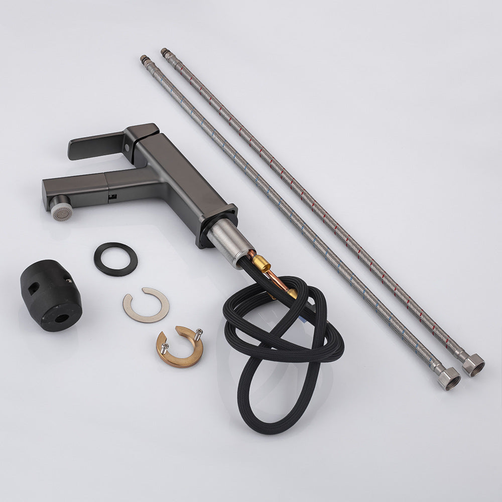 Eumtenr Full Brass Hot and Cold Water Pull Down Bathroom Faucet