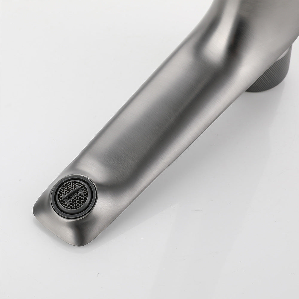 Brass Bathroom Hot and Cold Water Faucet with Rotary Button