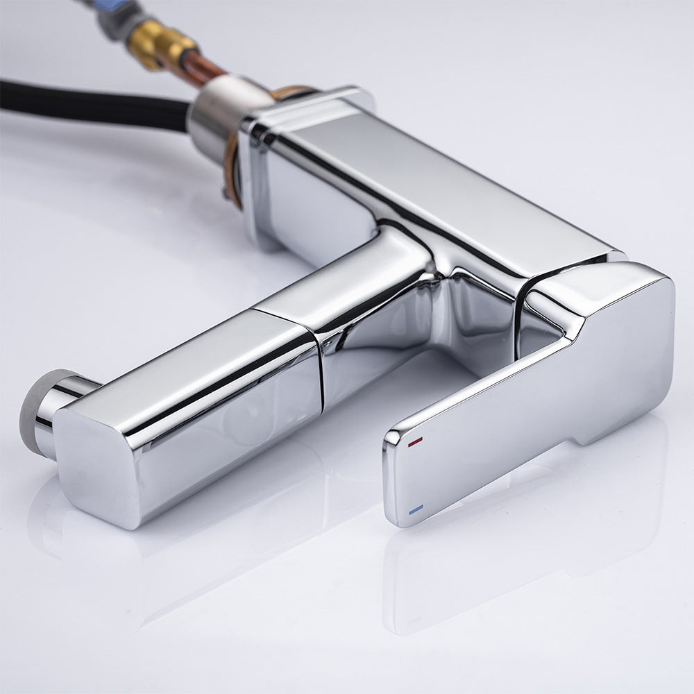 Eumtenr Full Brass Hot and Cold Water Pull Down Bathroom Faucet