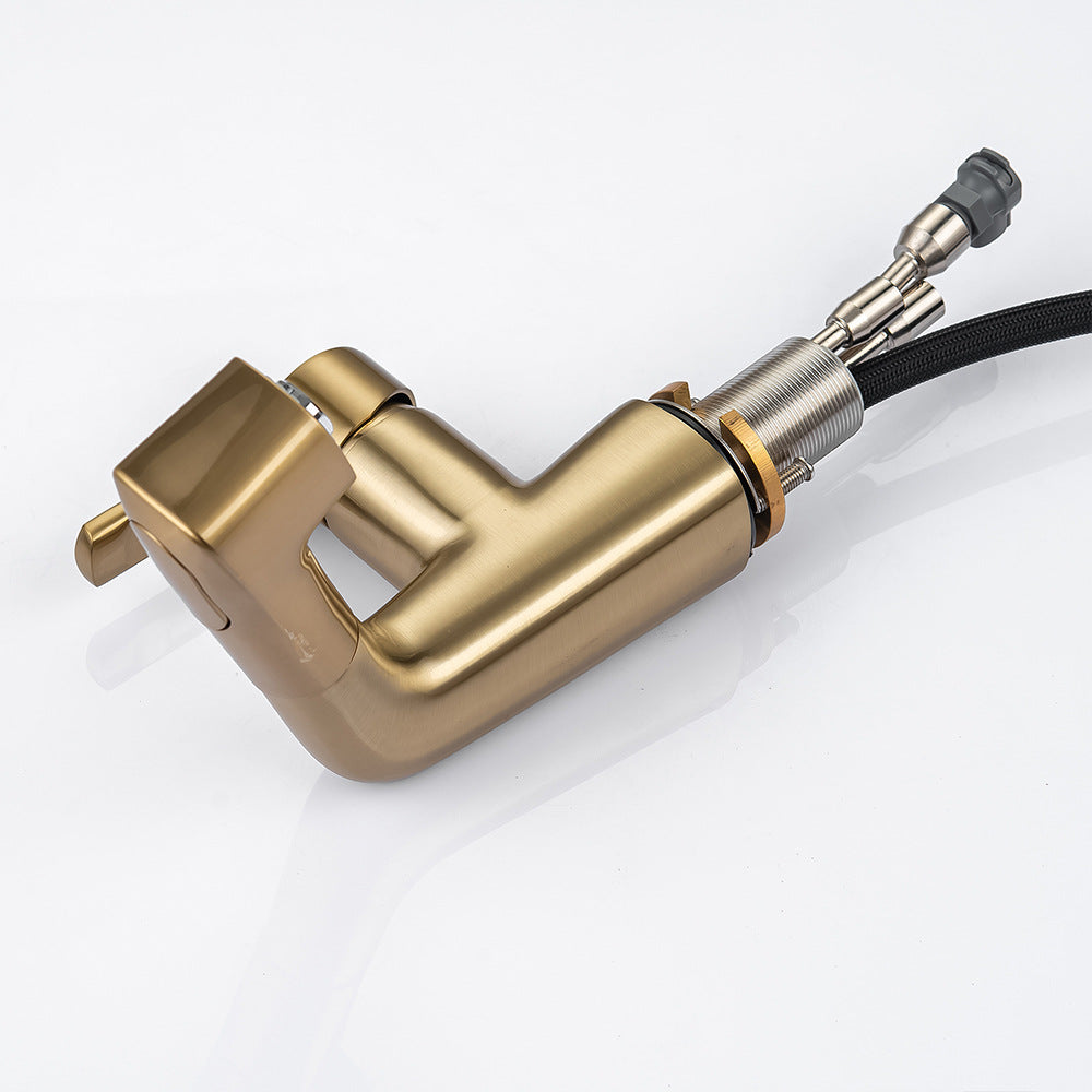 Eumtenr Full Brass Hot and Cold Water Pull Down Bathroom Faucet