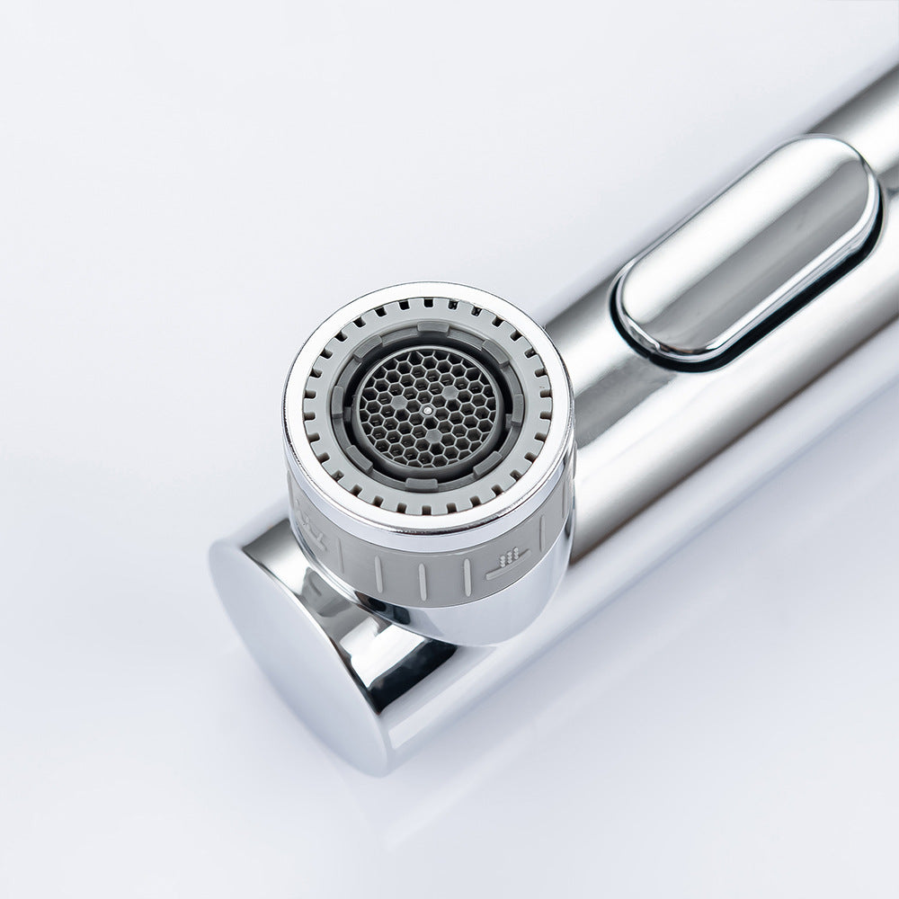 Full Brass Hot and Cold Water Multi-Function Pull Down Bathroom Countertop Basin Bathroom Faucet