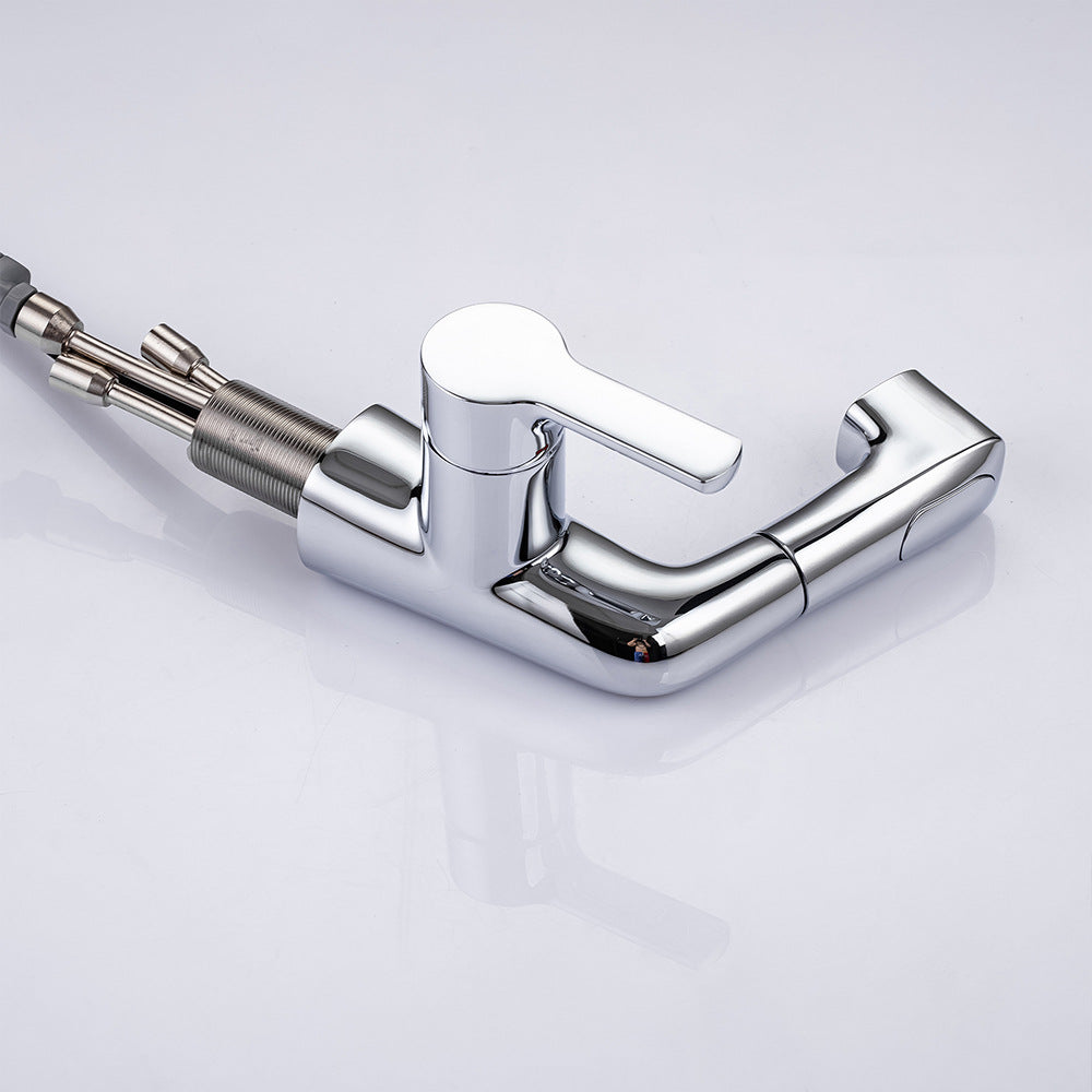 Eumtenr Full Brass Hot and Cold Water Pull Down Bathroom Faucet