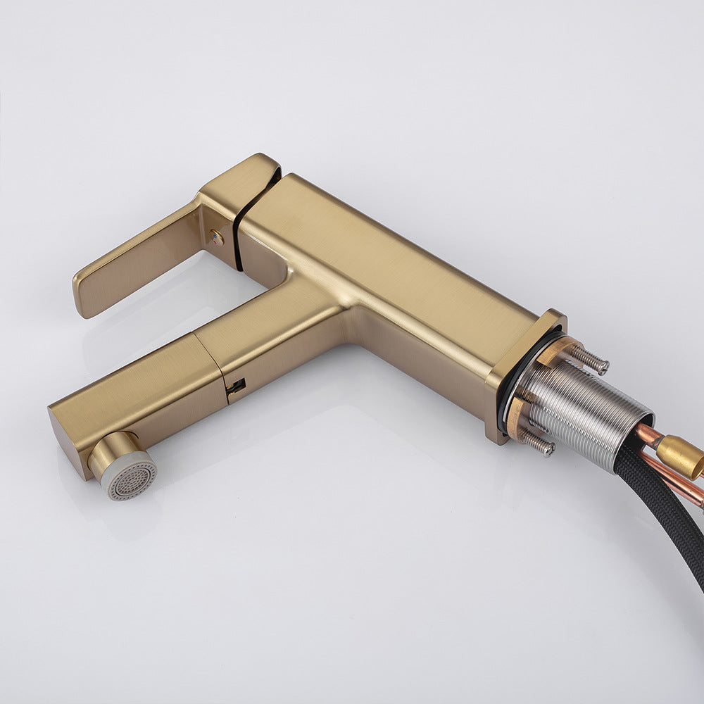 Eumtenr Full Brass Hot and Cold Water Pull Down Bathroom Faucet