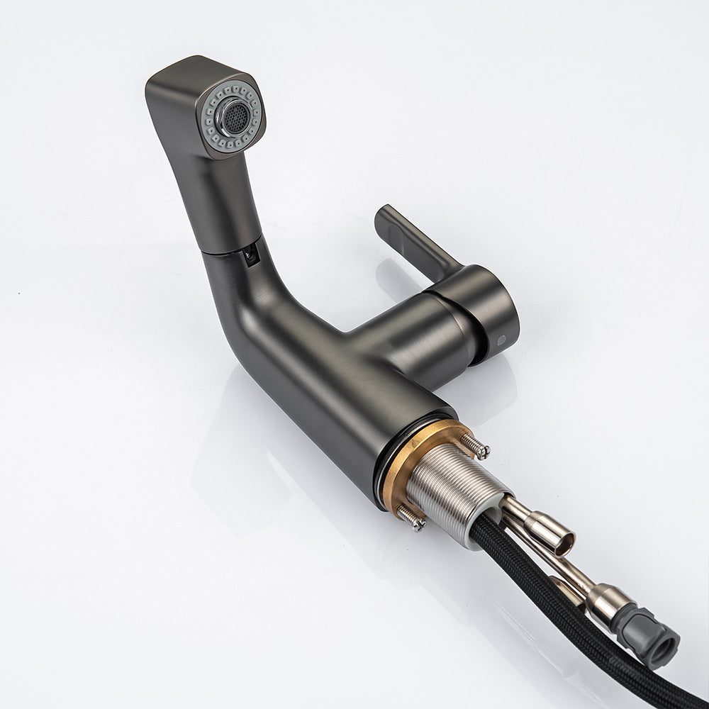 Eumtenr Full Brass Hot and Cold Water Pull Down Bathroom Faucet