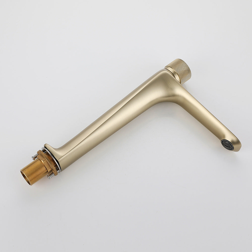 Brass Bathroom Hot and Cold Water Faucet with Rotary Button