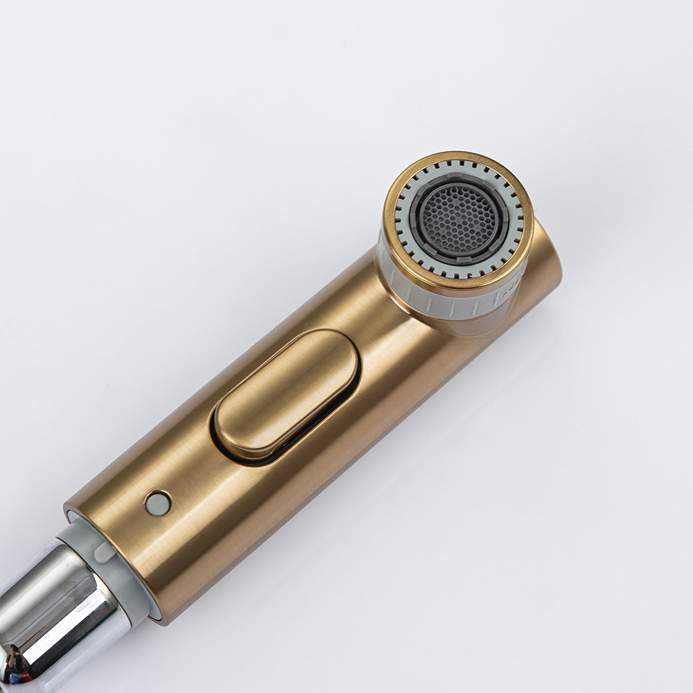 Eumtenr Full Brass Hot and Cold Water Pull Down Bathroom Faucet One Click Switching