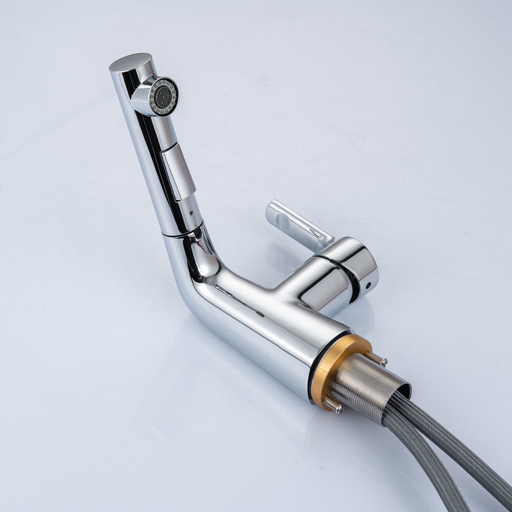 Eumtenr Full Brass 1.5 GPM Hot and Cold Water Pull Down Bathroom Faucet