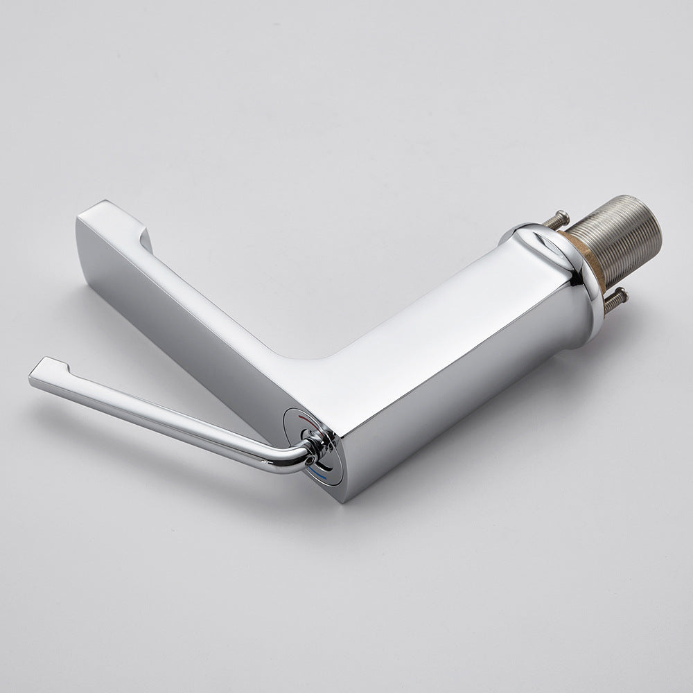 Square Brass One-Handle Modern Waterfall Bathroom Sink Faucet