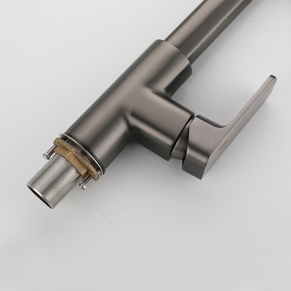 Eumtenr All Brass Cold and Hot Single Hole Kitchen Faucet