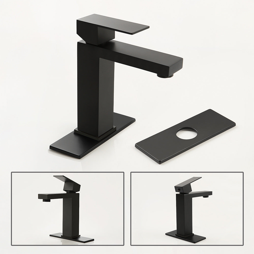 Modern 304 Stainless Steel Square Cold and Hot Single Hole Basin Faucet