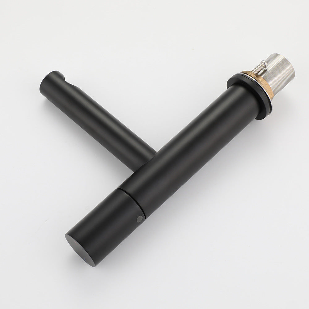 Brass Cylindrical Single Handle Hot and Cold Bathroom Basin Faucet