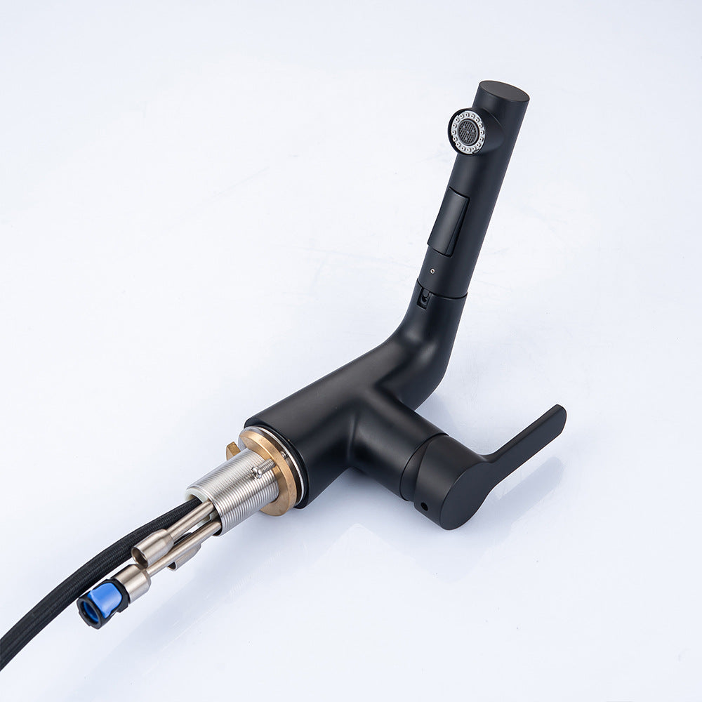 Eumtenr Full Brass 1.5 GPM Hot and Cold Water Pull Down Bathroom Faucet