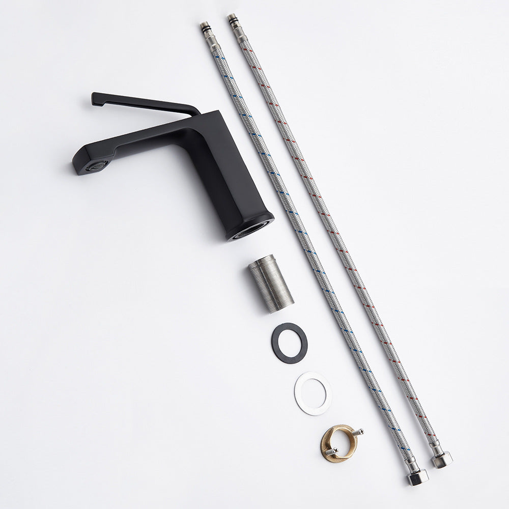 Square Brass One-Handle Modern Waterfall Bathroom Sink Faucet