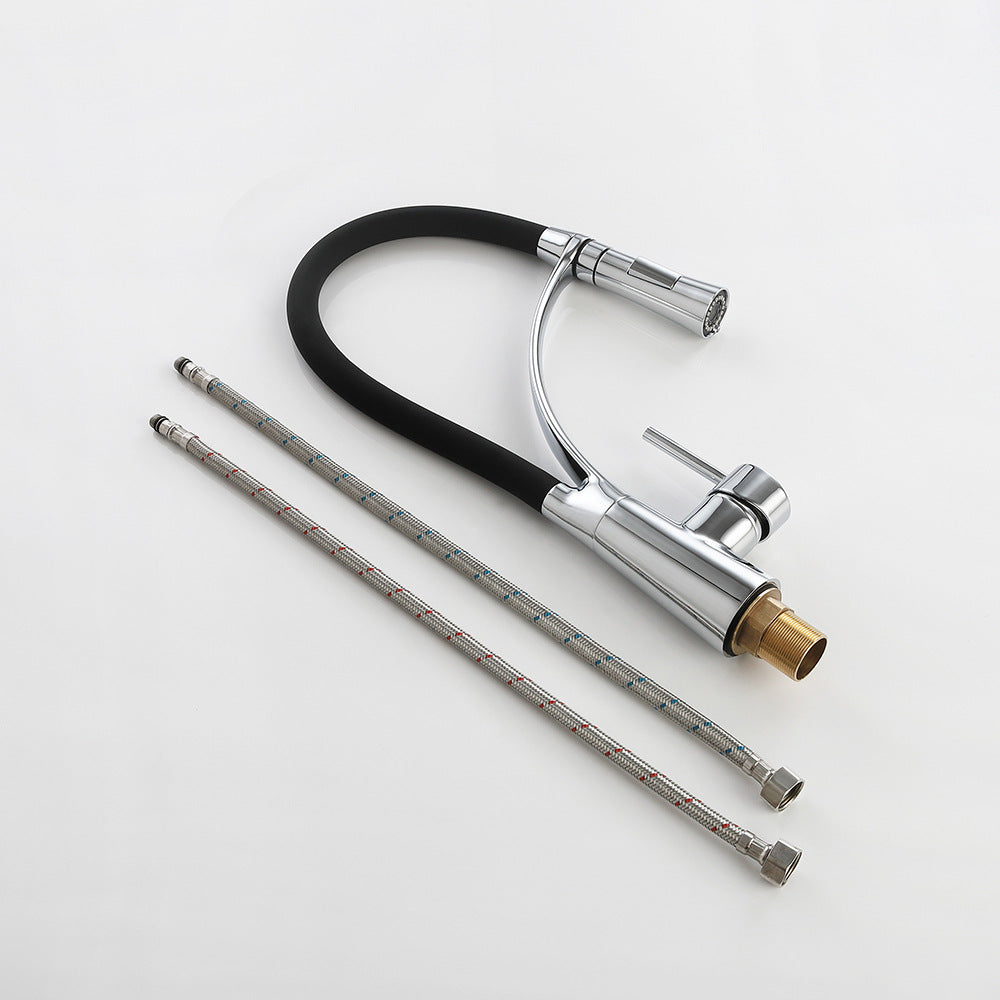 Brass Single Handle Pull Down Sprayer Kitchen Faucet, with LED Light