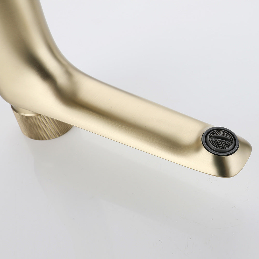 Brass Bathroom Hot and Cold Water Faucet with Rotary Button