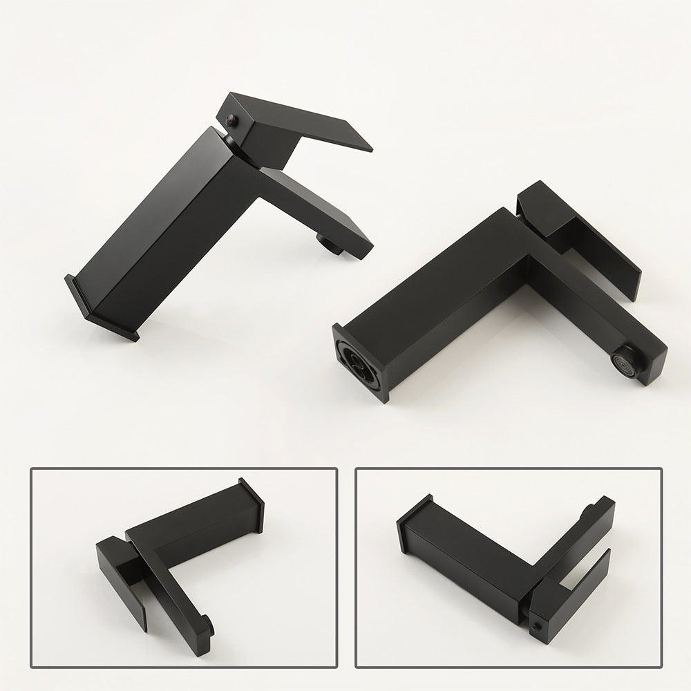 Modern 304 Stainless Steel Square Cold and Hot Single Hole Basin Faucet