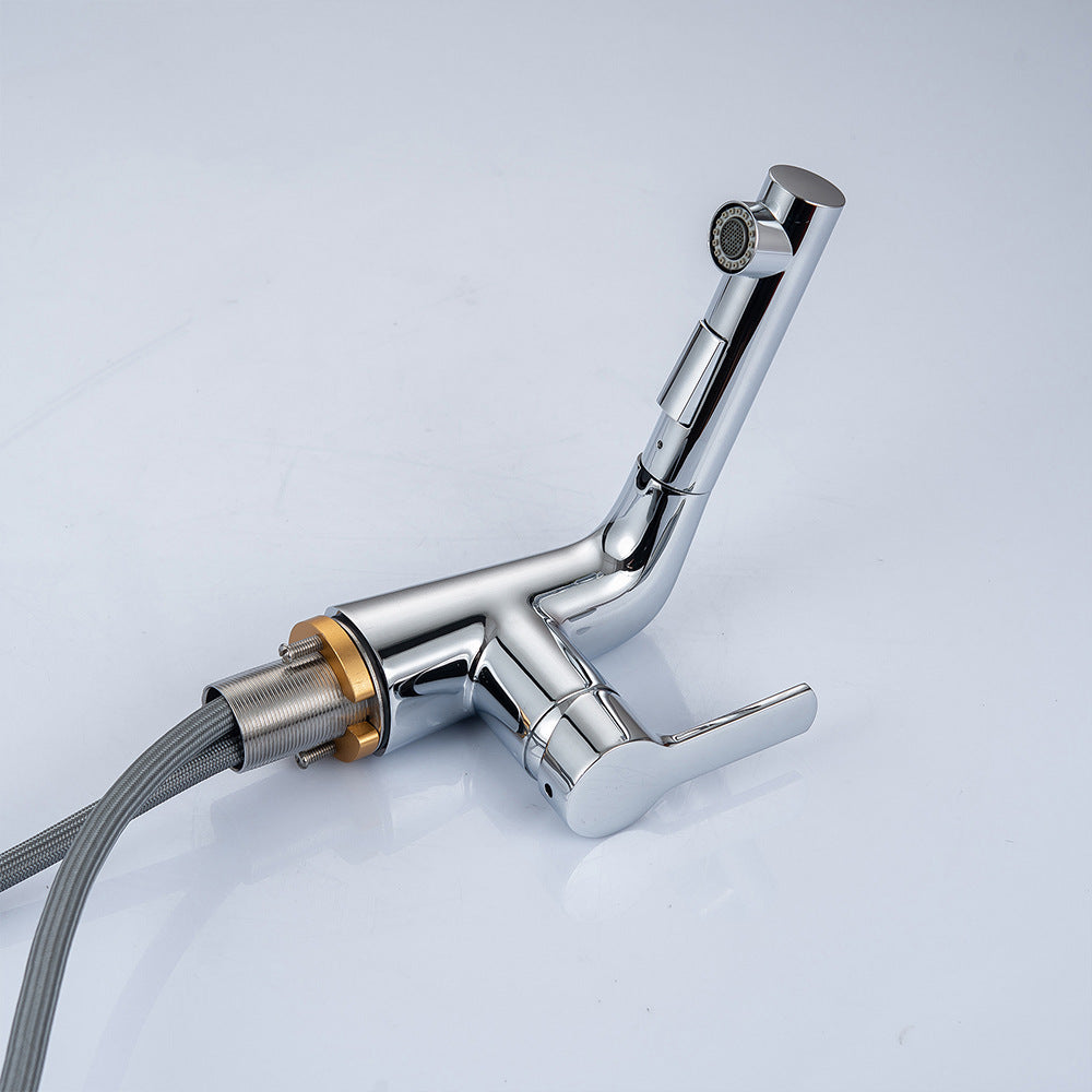 Eumtenr Full Brass 1.5 GPM Hot and Cold Water Pull Down Bathroom Faucet