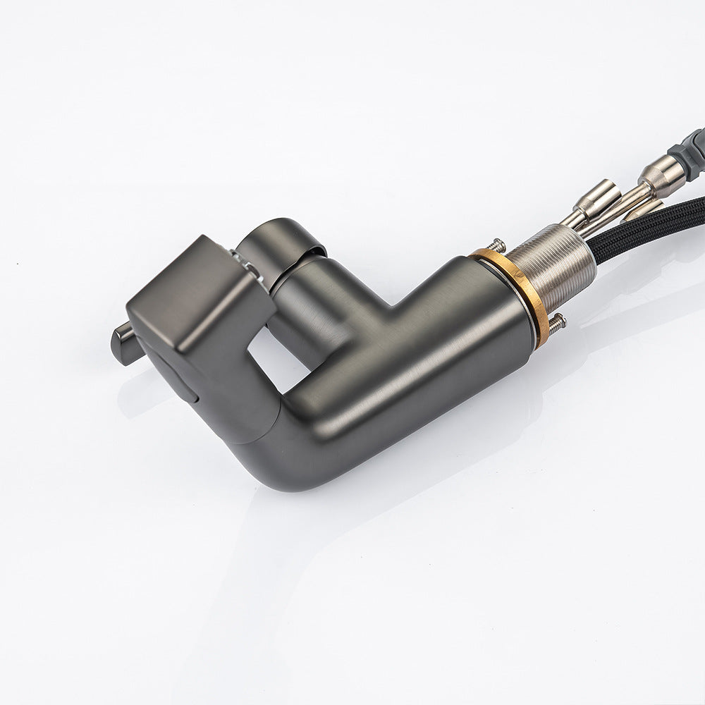 Eumtenr Full Brass Hot and Cold Water Pull Down Bathroom Faucet