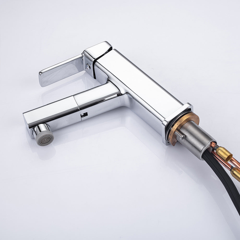 Eumtenr Full Brass Hot and Cold Water Pull Down Bathroom Faucet