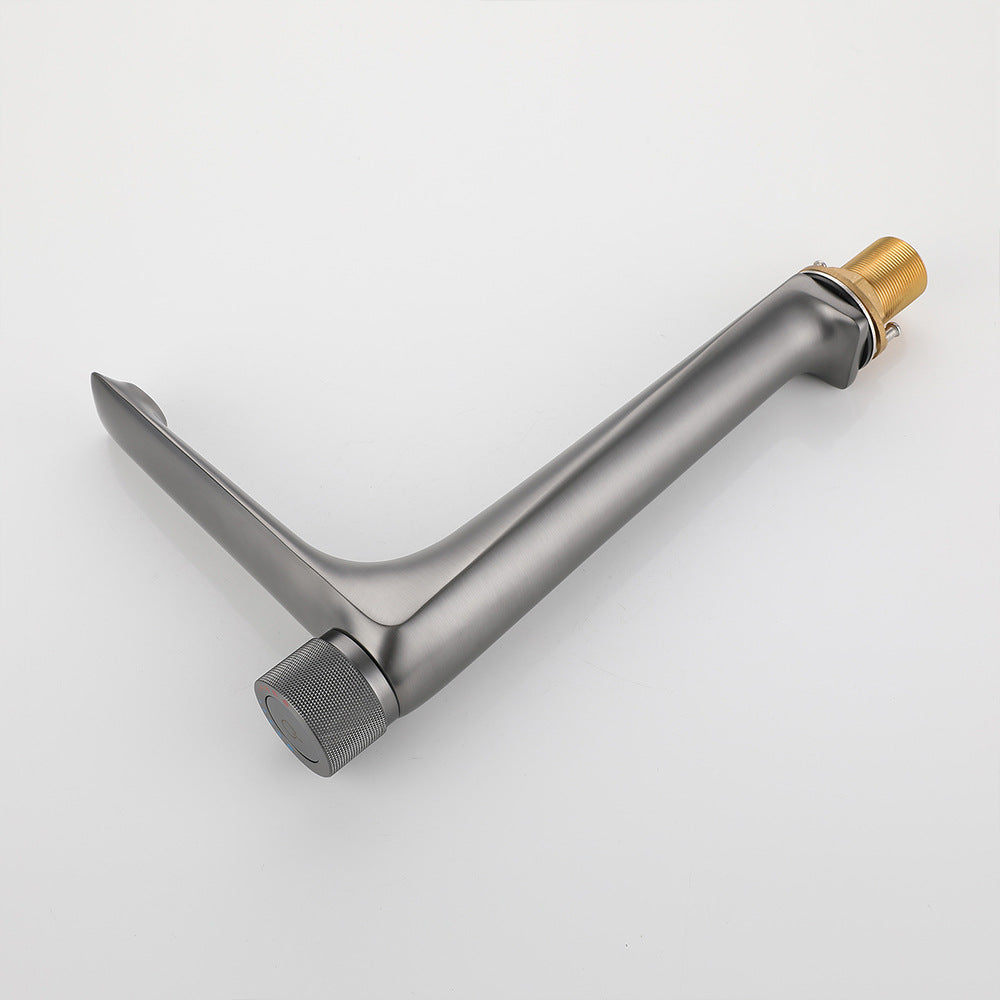 Brass Bathroom Hot and Cold Water Faucet with Rotary Button