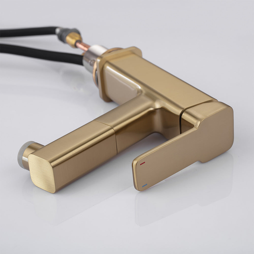 Eumtenr Full Brass Hot and Cold Water Pull Down Bathroom Faucet