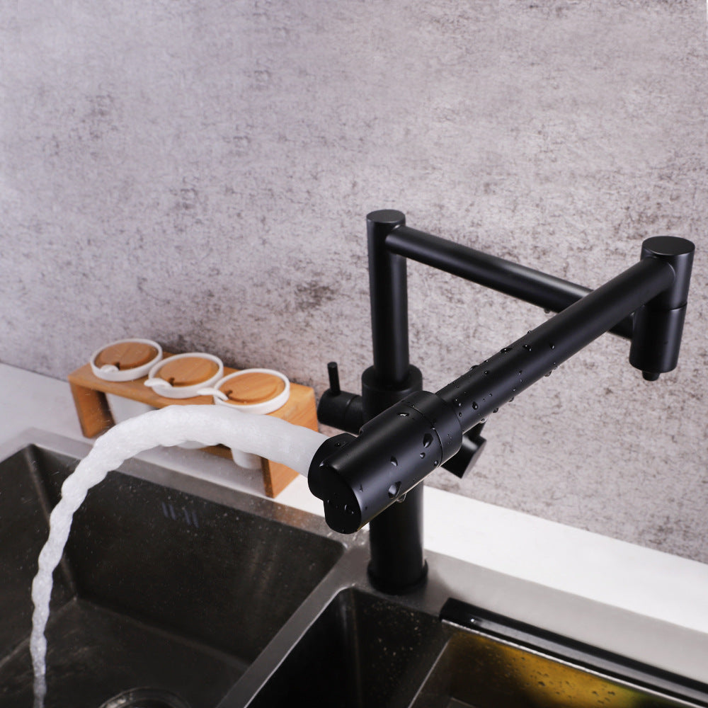 Full Brass Folding Dual Purpose Kitchen Faucet for Water Purification