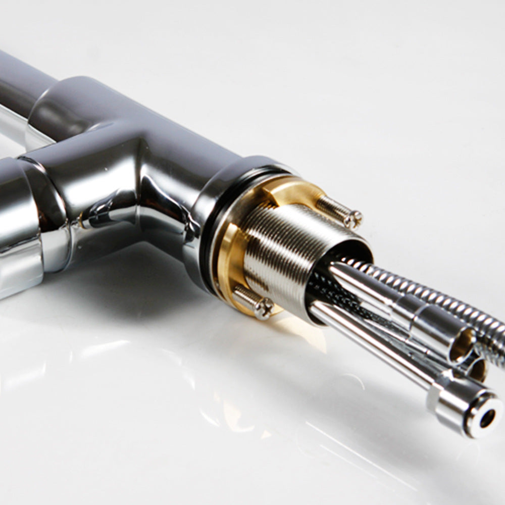 Eumtenr Commercial Stainless Steel Single Handle Single Hole Pull Down Sprayer Kitchen Sink Faucet