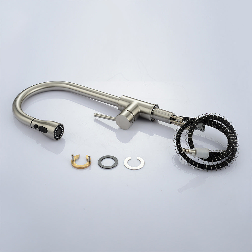 Eumtenr Brass Pulling and Retracting Kitchen Faucet with Hot and Cold Water