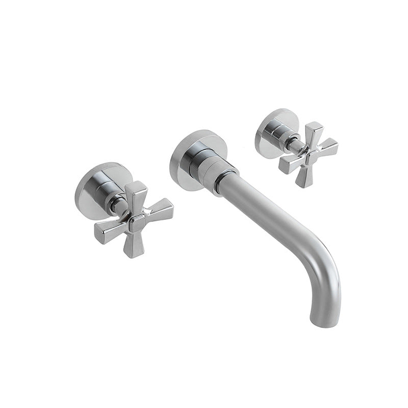 Double Handle Wall Mount Bathroom Sink Faucet and Valve