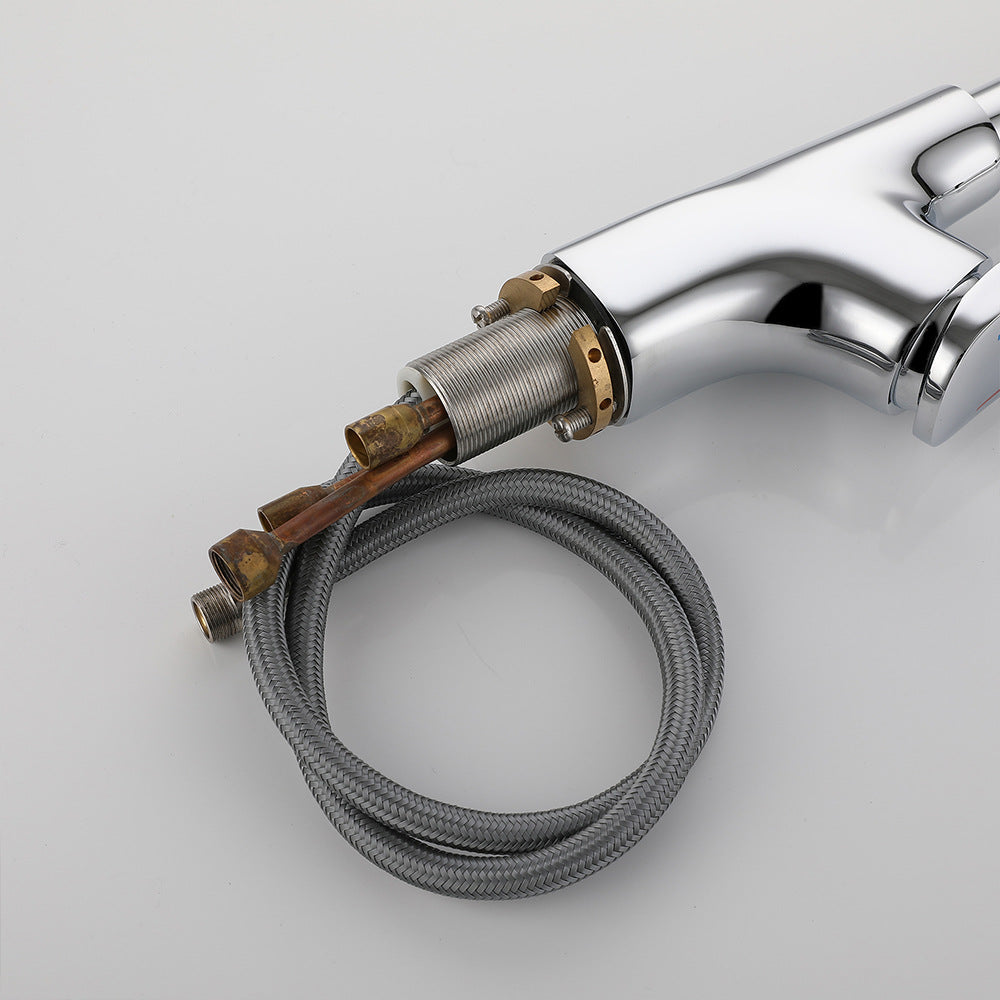 Eumtenr All Brass Single Hole Pull Down Sprayer Single Control Kitchen Faucet