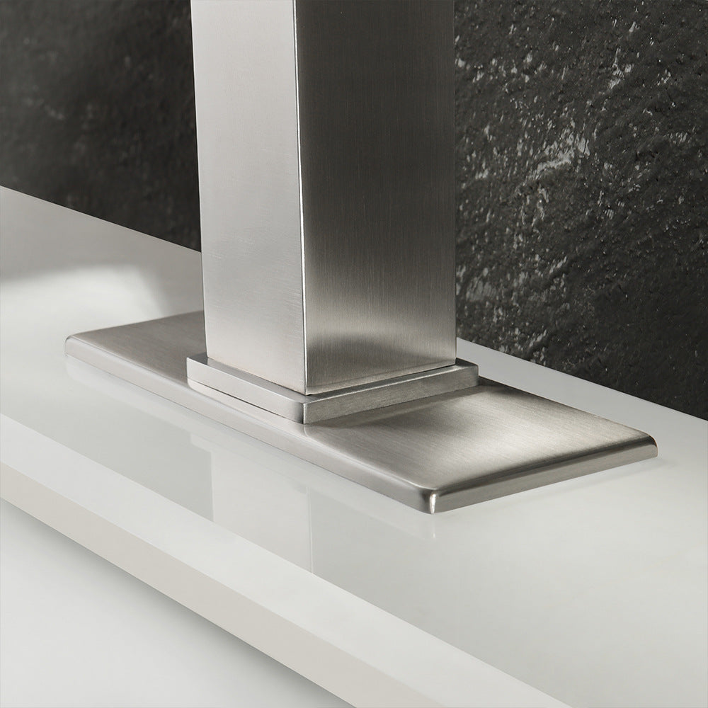 Modern 304 Stainless Steel Square Cold and Hot Single Hole Basin Faucet