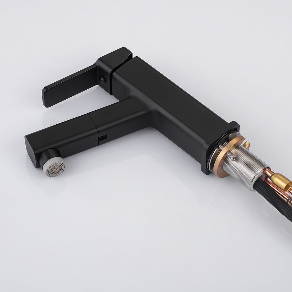 Eumtenr Full Brass Hot and Cold Water Pull Down Bathroom Faucet