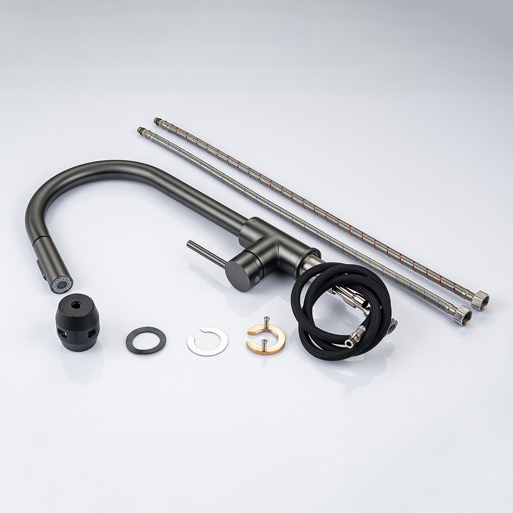 Eumtenr All Brass Single Hole Pull Down Sprayer Kitchen Faucet