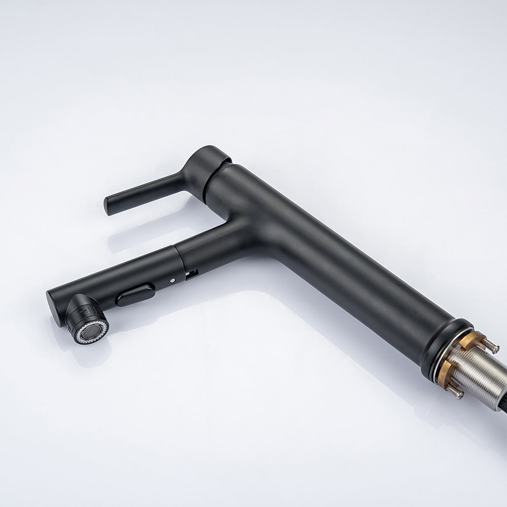 Full Brass Hot and Cold Water Multi-Function Pull Down Bathroom Countertop Basin Bathroom Faucet