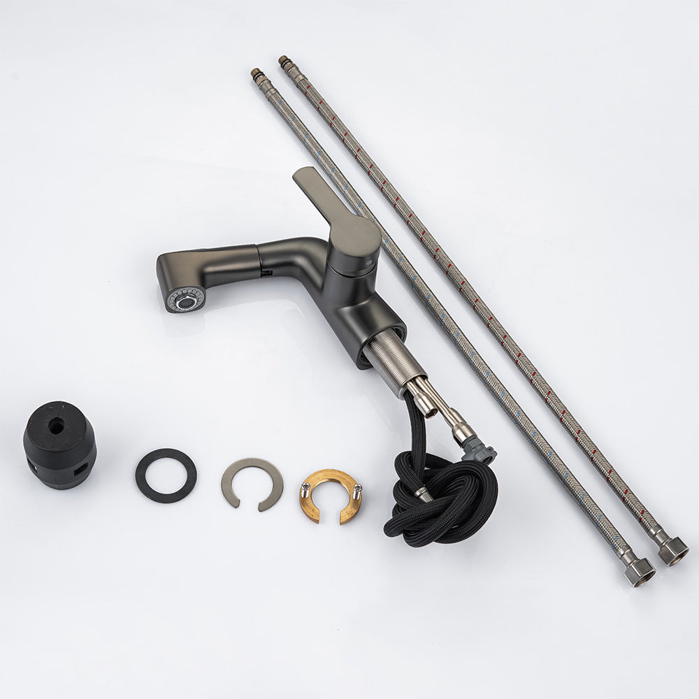 Eumtenr Full Brass Hot and Cold Water Pull Down Bathroom Faucet