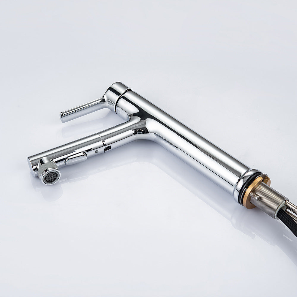 Full Brass Hot and Cold Water Multi-Function Pull Down Bathroom Countertop Basin Bathroom Faucet