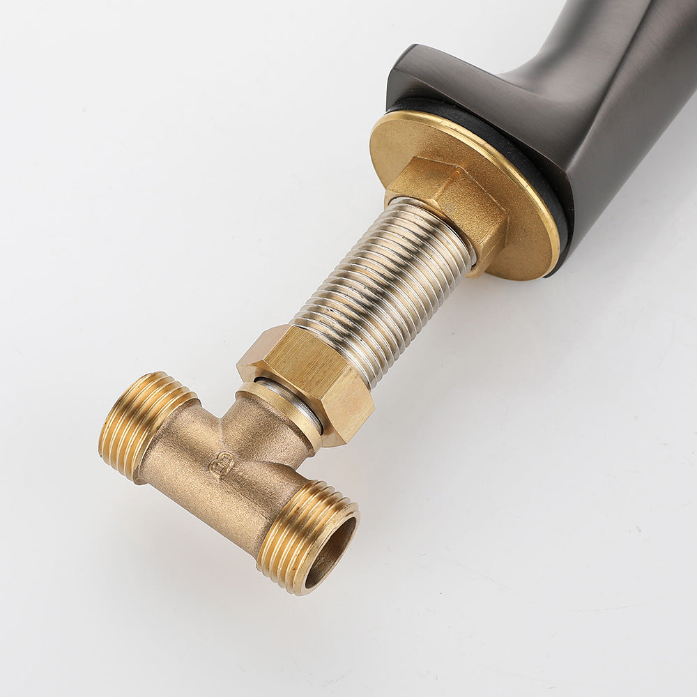 All Brass Modern Cold and Hot Water Dual Switch 3 Hole Bathroom Basin Faucet