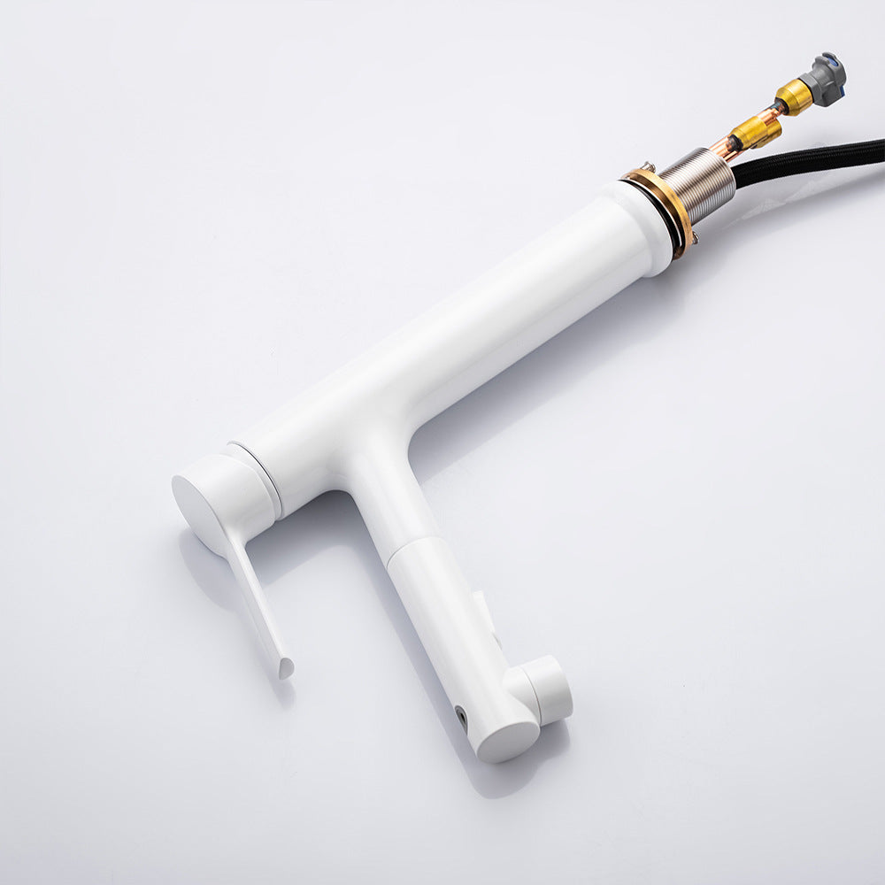 Full Brass Hot and Cold Water Multi-Function Pull Down Bathroom Countertop Basin Bathroom Faucet