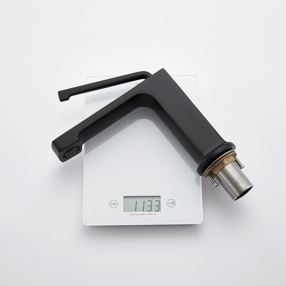 Square Brass One-Handle Modern Waterfall Bathroom Sink Faucet