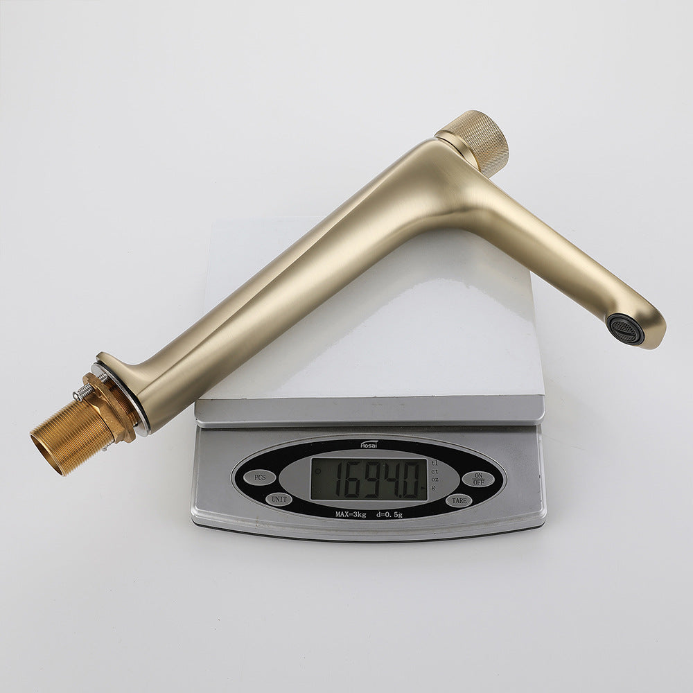 Brass Bathroom Hot and Cold Water Faucet with Rotary Button