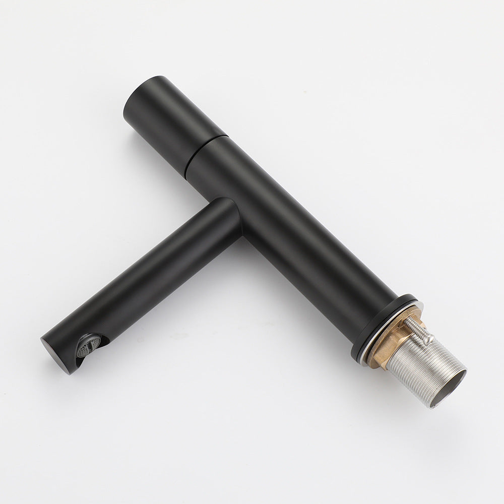 Brass Cylindrical Single Handle Hot and Cold Bathroom Basin Faucet