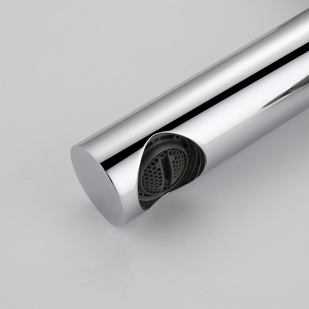 Brass Cylindrical Single Handle Hot and Cold Bathroom Basin Faucet