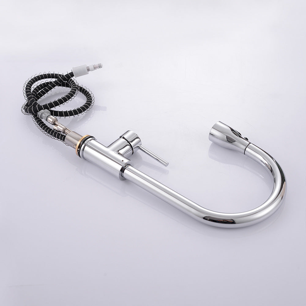 Eumtenr Brass Pulling and Retracting Kitchen Faucet with Hot and Cold Water