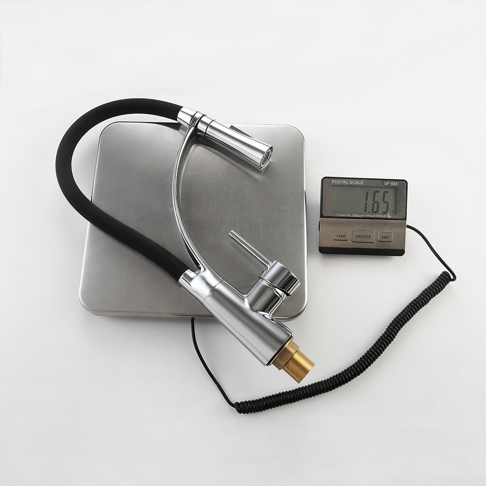 Brass Single Handle Pull Down Sprayer Kitchen Faucet, with LED Light