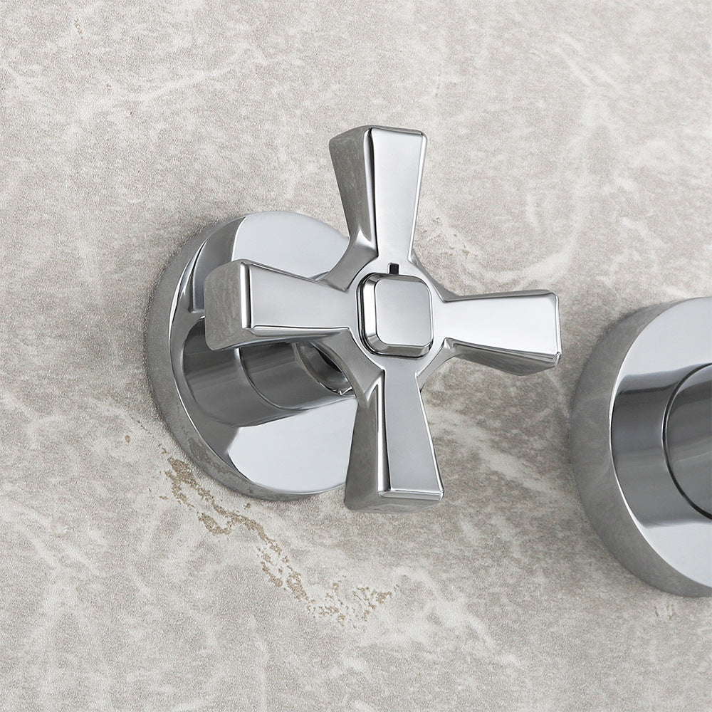 Double Handle Wall Mount Bathroom Sink Faucet and Valve