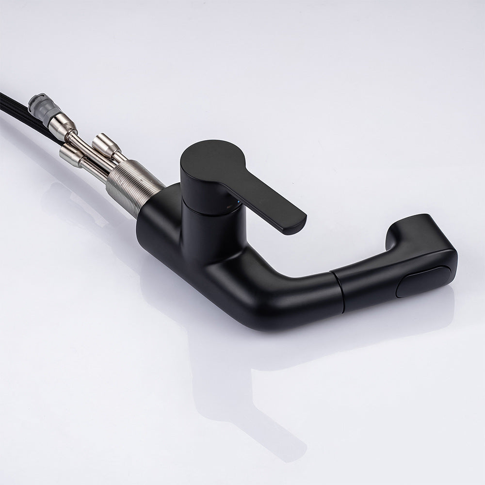 Eumtenr Full Brass Hot and Cold Water Pull Down Bathroom Faucet